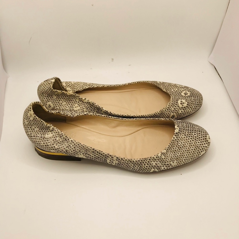 Chloe Beige Snake-Print Ballet Flats